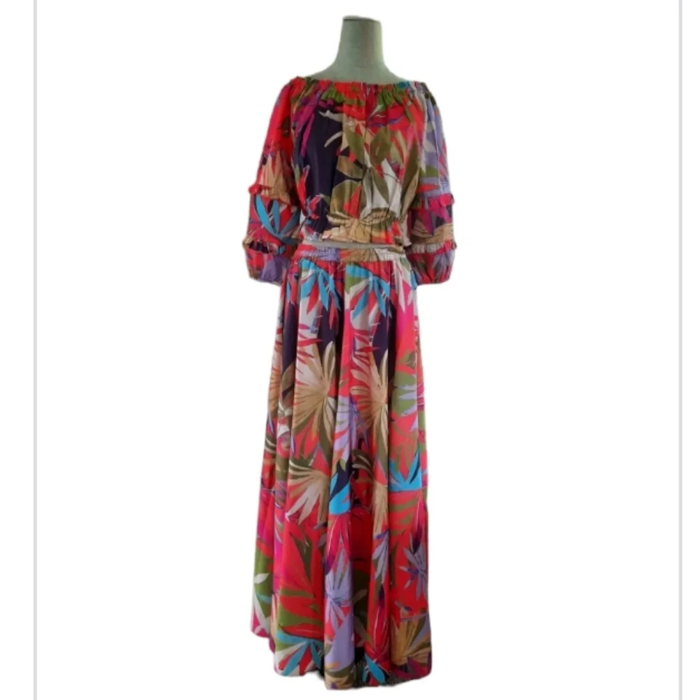 Rachel Zoe tropical print 2 pc Maxi dress - Picture 3 of 6